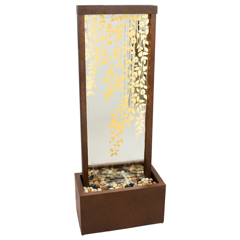 Sunnydaze Wisteria Vines Zinc Outdoor Water Fountain with LEDs - 47.25"