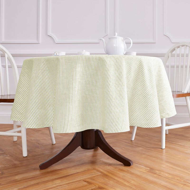 Solino Home 100% Pure Linen Round Tablecloth - Narrow Stripe