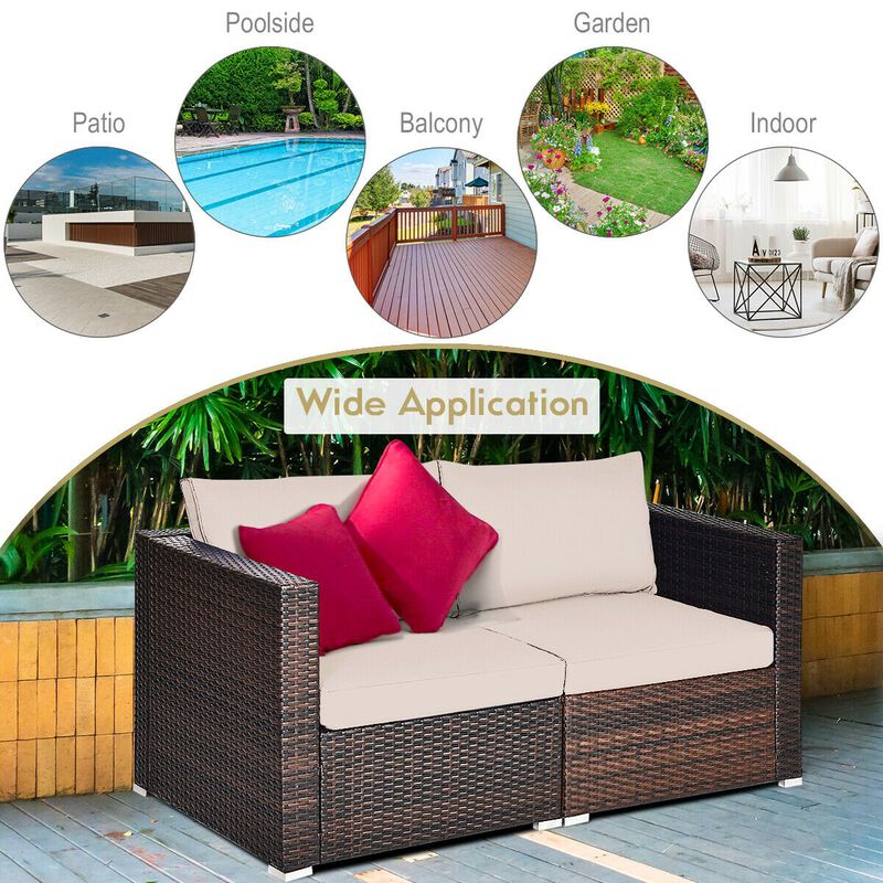 Patio Rattan Outdoor Loveseat For Outdoor Seating image number 2