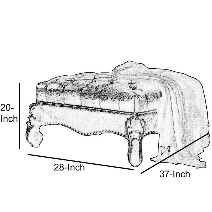 Majestic Ottoman, 2 Tone Dark Brown & Cherry Oak-Benzara