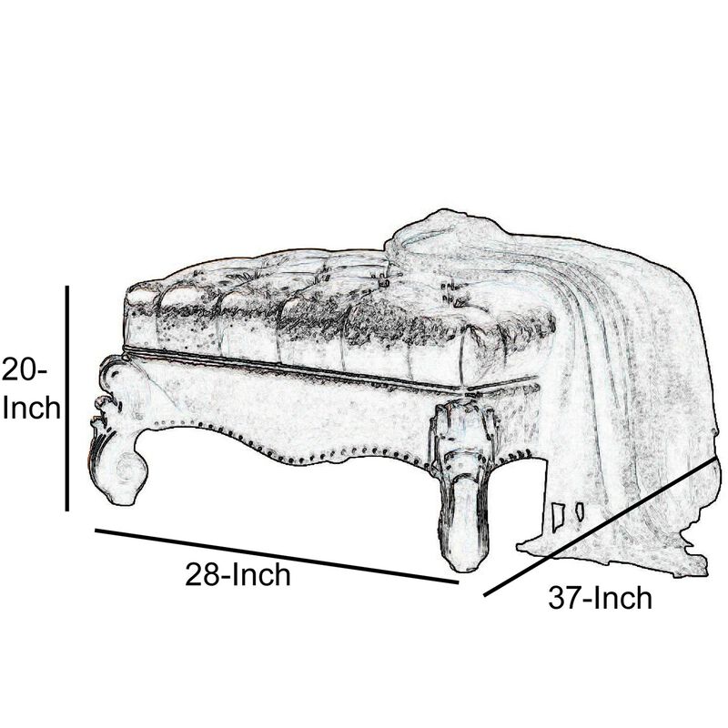 Majestic Ottoman, 2 Tone Dark Brown & Cherry Oak-Benzara