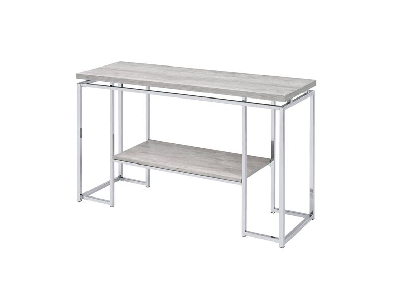 ACME Chafik Sofa Table, Natural Oak & Chrome