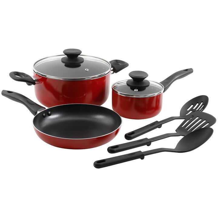 Gibson Home Palmer 8-Piece Cookware Set in Red