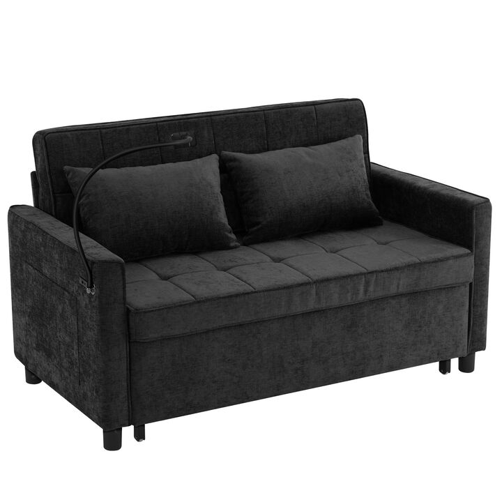 Merax Loveseat Sofa Pull-out Sofa Bed Sleeper Sofa with a Reversible Backrest Cushion