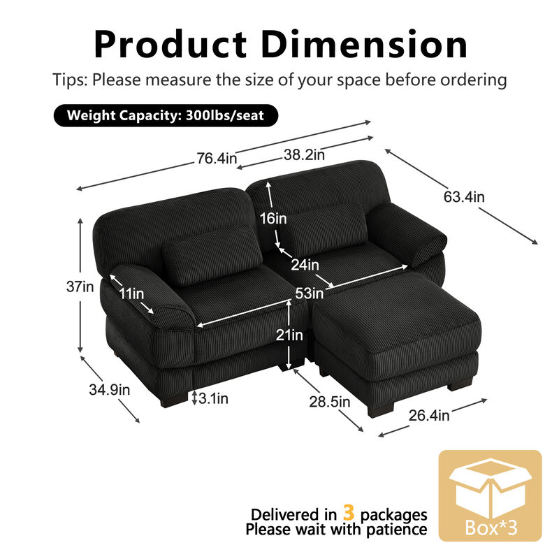 Rongir 2-Seater Sofa with Ottoman image number 9