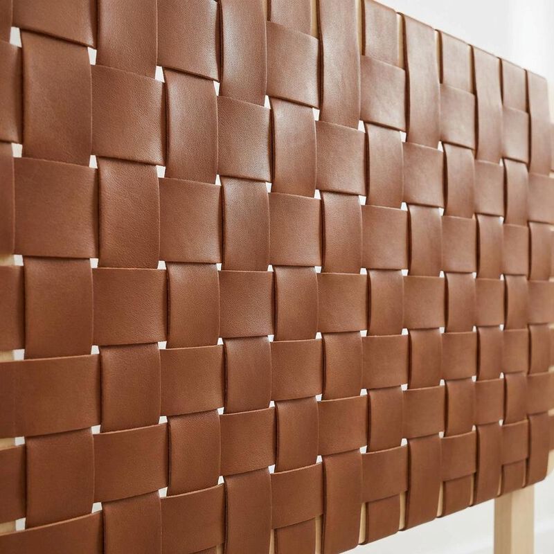 Vegan Leather Twin Headboard with Woven Texture and Sturdy Frame image number 4