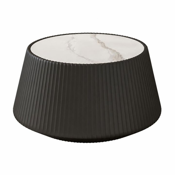 GOODSILO Round Cup Shape Sintered Stone Top Modern Coffee Table for Living Room, Bedroom and Office as Side or Bedside Accent