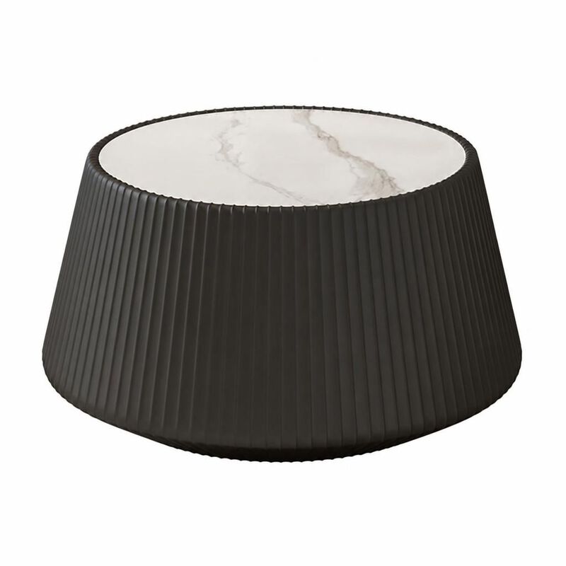GOODSILO Round Cup Shape Sintered Stone Top Modern Coffee Table for Living Room, Bedroom and Office as Side or Bedside Accent image number 0