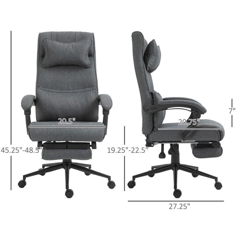 Office Desk Chair Home Ergonomic Adjustable Rolling Linen Reliner W/ Footrest