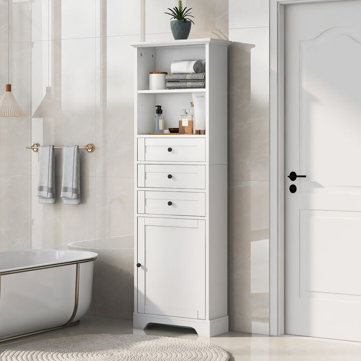 Merax Tall Bathroom Storage Cabinet with 3 Drawers