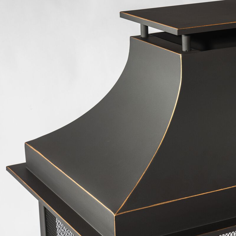 40" Wood Burning Fireplace, 50000 BTU Steel Fire Pit, Wood Burning Chimney for Outside Patio Deck Garden Backyard