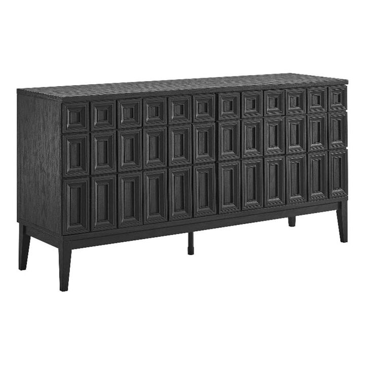 Modway Samos 62 Inch Retro Modern Sideboard with Storage in Hickory - Geometric Door Design Buffet Cabinet for Dining Room, Hallway, Living Room - Media Console Stand for Wall-Mounted TVs