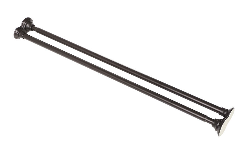 Utopia Alley 45-72 Inch Double Tension No-Drill Shower Rod Set - Rustproof Aluminum Straight Rod with 24 Metal Hooks & 71&times;71 Inch Clear PEVA Liner image number 2