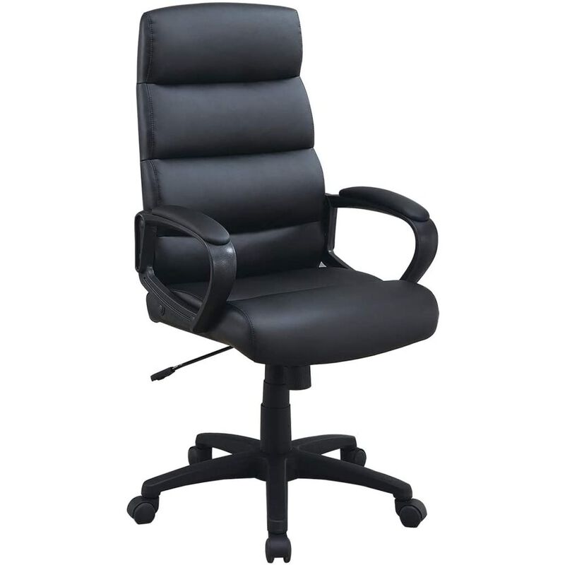 Black Faux leather Cushioned Upholstered 1pc Office Chair Adjustable Height Desk Chair Relax image number 5