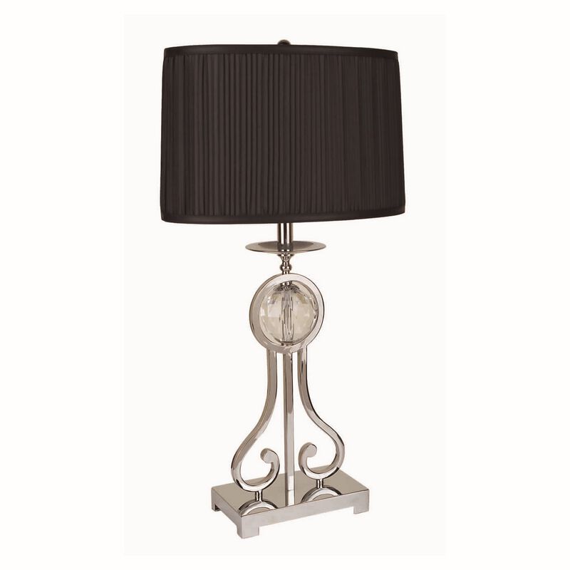 Pleated Rectangular Table Lamp with Metal Base, Set of 2, Blue and Silver-Benzara