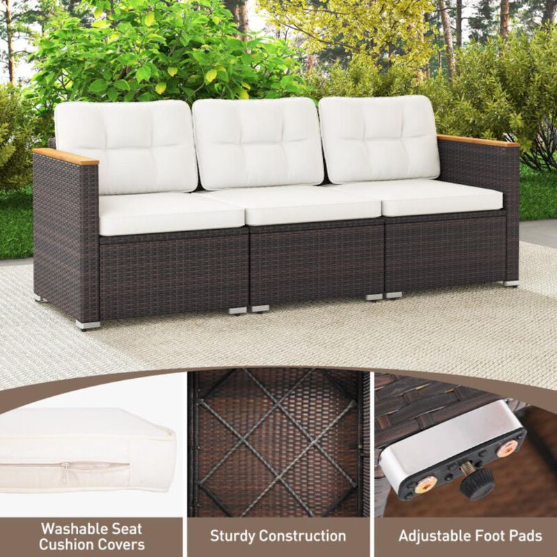 Hivvago 3-Seat Patio Couch Sofa with Deep Seating and Cushion