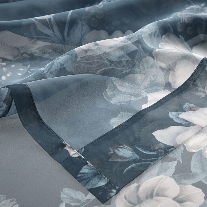 Gracie Mills Caelum Mauve Floral Print Rod Pocket and Back Tab Voile Sheer Curtain