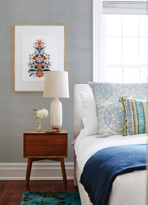 Mai Aqua Grasscloth Wallpaper (Set of 2)