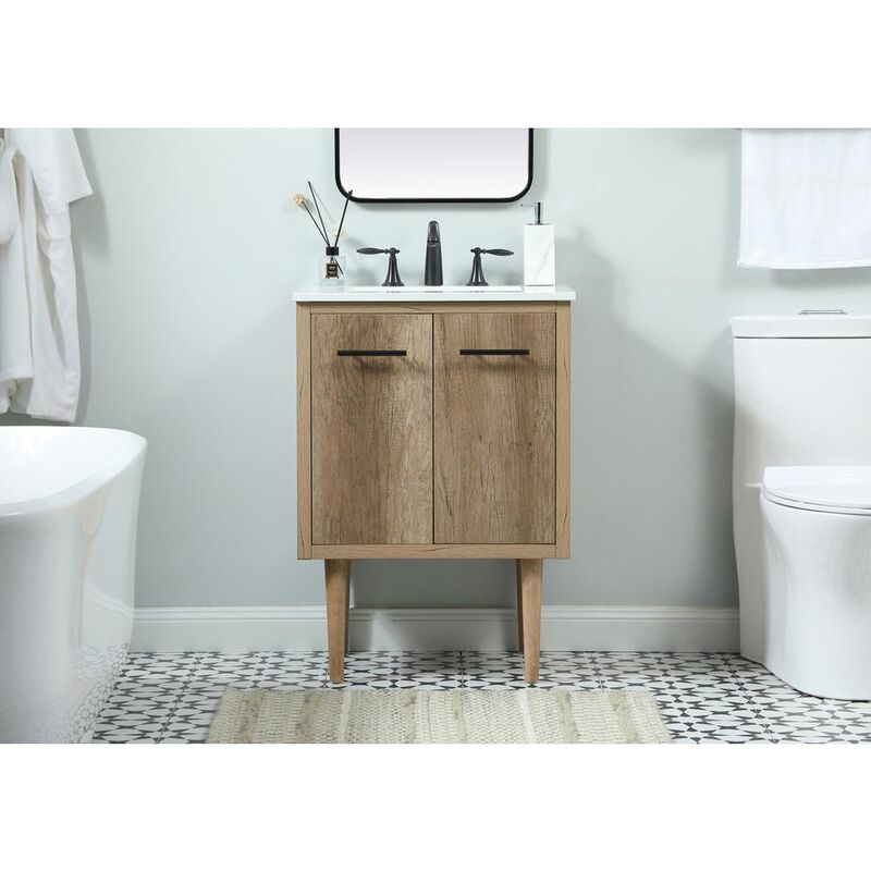 Elegant Kitchen and Bath 24 inch Single bathroom vanity in natural oak