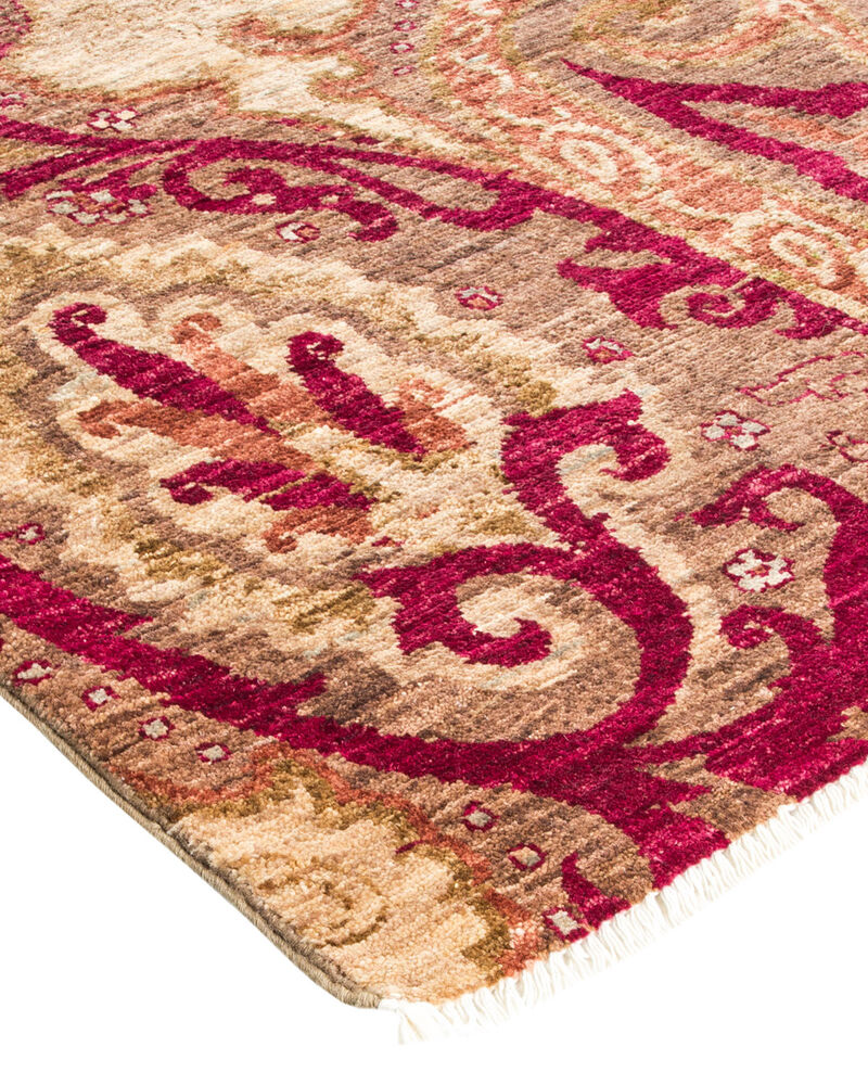 Suzani, One-of-a-Kind Hand-Knotted Area Rug  - Brown,  8' 10" x 9' 2"