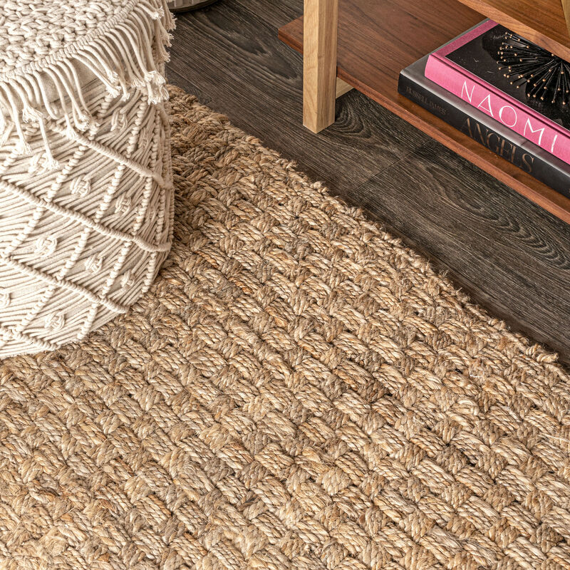 Estera Hand Woven Boucle Chunky Jute Square Area Rug
