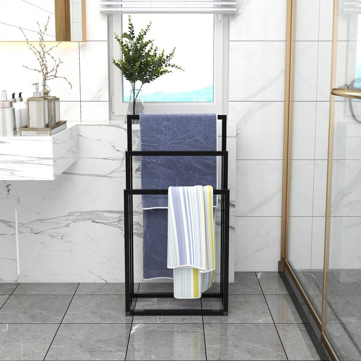 Hivvago 3 Tiers Free Standing Chrome Finished Metal Towel Rack Bathroom Organizer