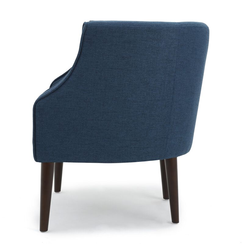 Accent Club Chair, Curved Barrel Back, Button Tufted, Navy Blue Fabric