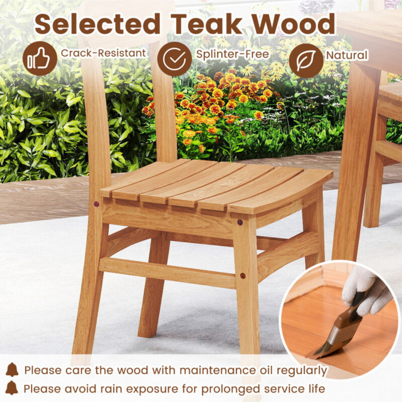 Outdoor Patio Teak Wood Chair Single Piece image number 4
