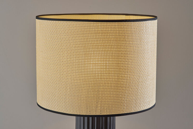 Hivvago 29" Black Ceramic Cylinder Table Lamp With Beige Drum Shade