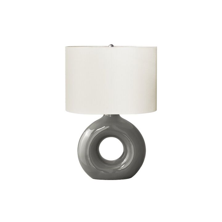 Lighting, 24"H, Table Lamp, Dark Grey Ceramic, Ivory / Cream Shade, Contemporary