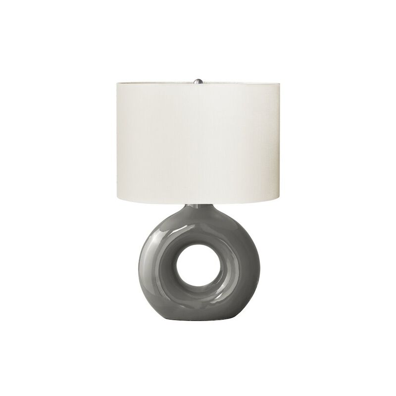 Lighting, 24"H, Table Lamp, Dark Grey Ceramic, Ivory / Cream Shade, Contemporary