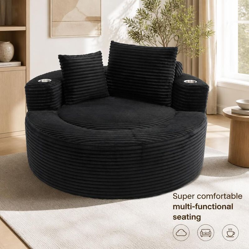 GOODSILO Round Multi-functional Memory Foam Sectional Cloud Sofa Bed Suitable for Small Living Spaces, Apartments and Home Offices image number 4