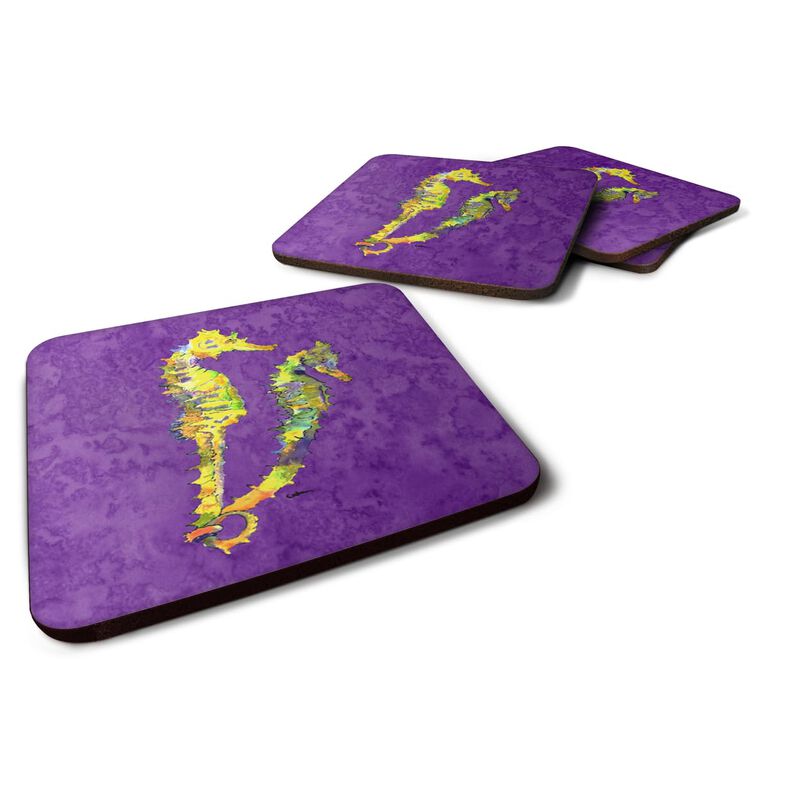 Caroline's Treasures 8661FC Seahorse Foam Coasters (Set of 4), 3.5 H x 3.5 W, Multicolor