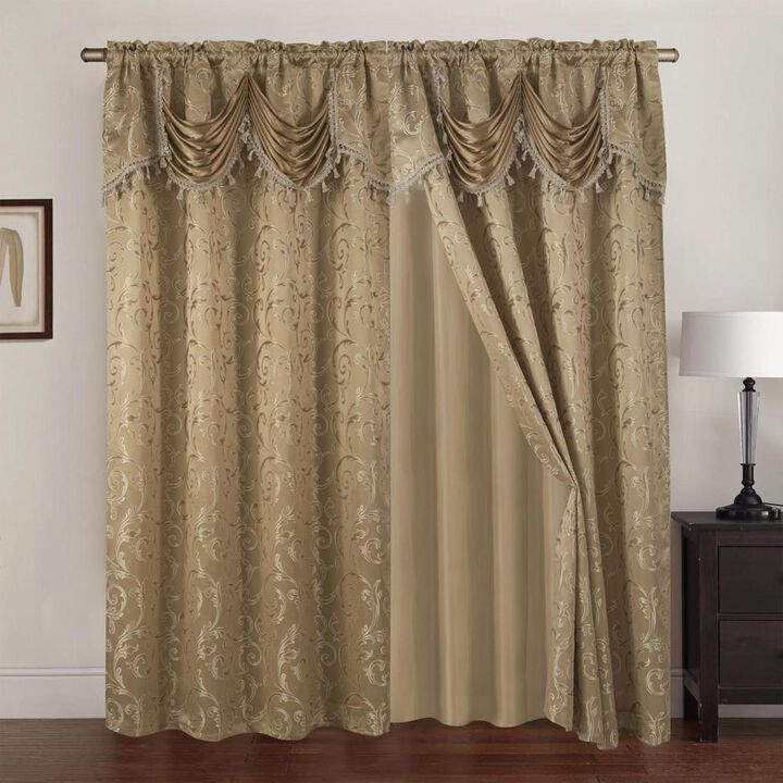 Franklin 2-Piece Rose Grommet Curtain 54" x 84" Taupe by Rt Designers Collection