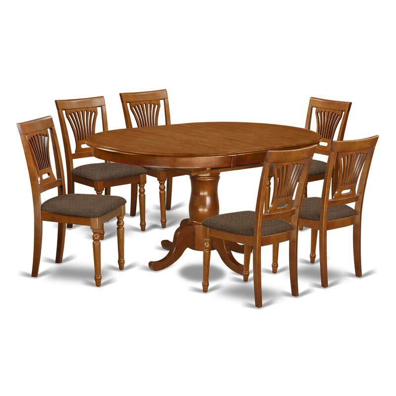 5 Pc Portland Table having 18" Leaf and 4 hard wood Seat Chairs in Saddle Brown .