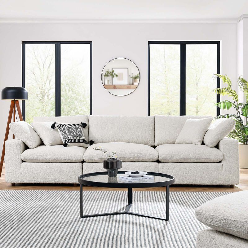 Commix Down Filled Overstuffed Boucle Fabric 3-Seater Sofa image number 1