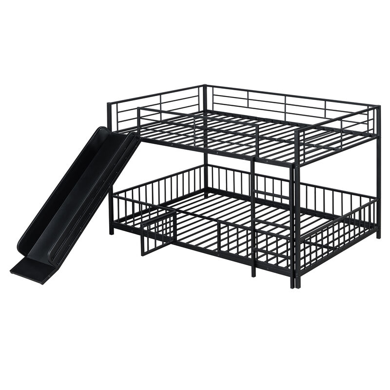 Merax Metal Bunk Bed with Slide and Guardrails