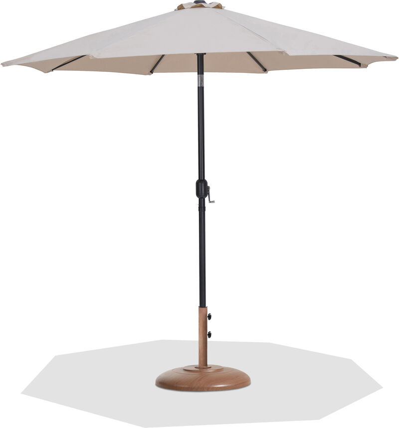 Meridian Furniture Fiji Beige Fabric / Teak Aluminum Patio Umbrella with Base Sets image number 0