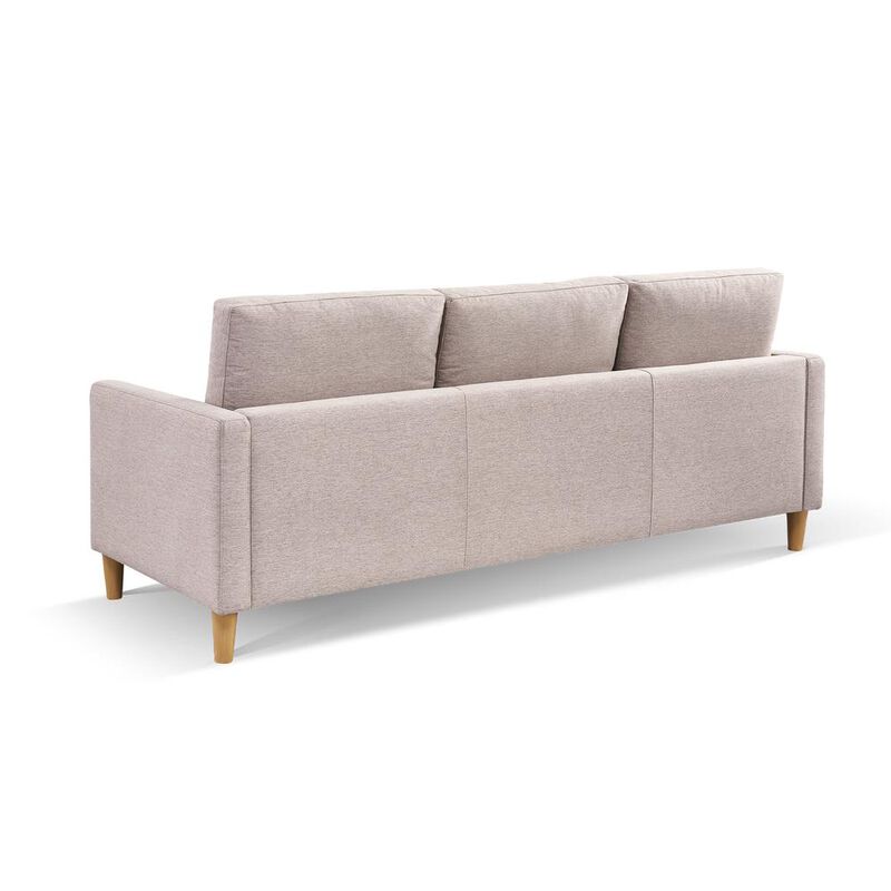 OS Home and Office Furniture Two Piece Upholstered Tufted L Shaped Sectional with Ottoman in Beige
