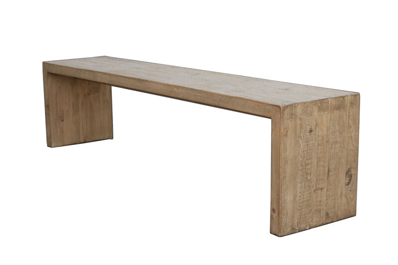 Reclaimed Pinewood Bench in Whitewash image number 5
