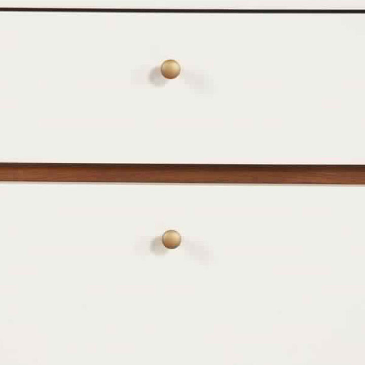 2 Drawer Wooden Nightstand with Angled Legs, White and Brown - Benzara