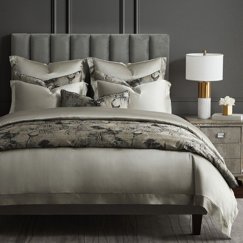 Pastoral Jacquard Champagne Queen Duvet Cover Set image number 2