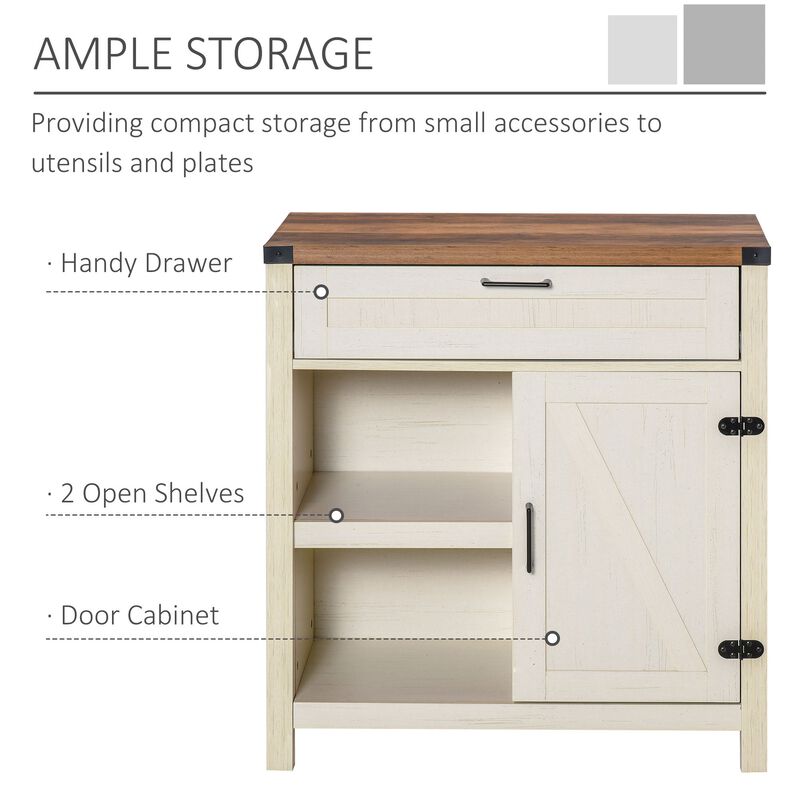 Distressed White Buffet: Modern Sideboard with Adjustable Shelves