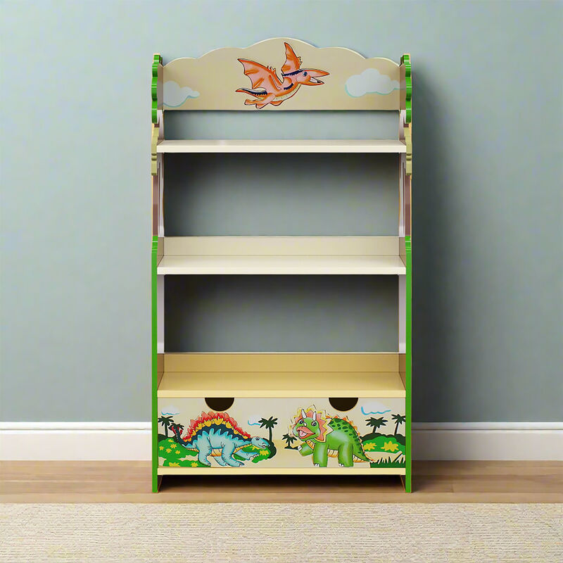 Dinosaur Kingdom Bookshelf with Storage Drawer, Multi image number 1