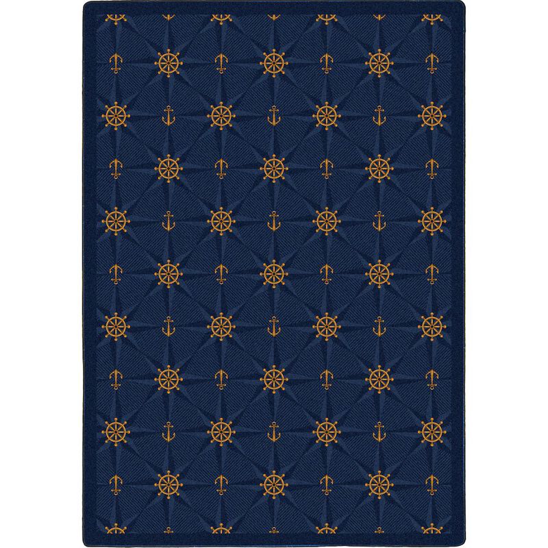 Joy Carpets Kaleidoscope Mariner's Tale 5'4 x 7'8 Area Rug in Color Navy