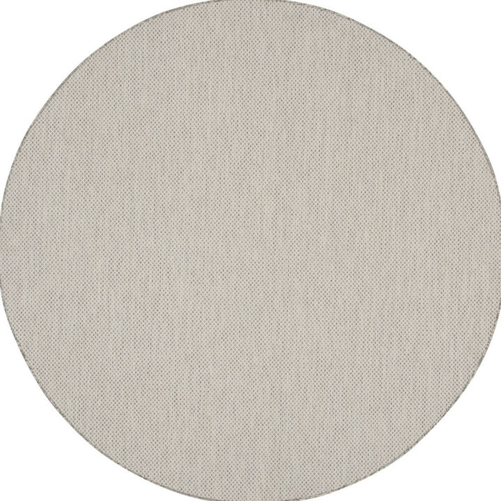 HomeRoots 8' Ivory And Silver Round Geometric Indoor Outdoor Area Rug