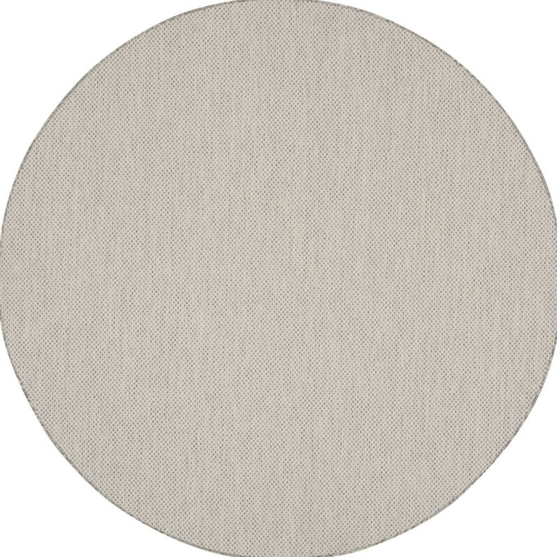 HomeRoots 8' Ivory And Silver Round Geometric Indoor Outdoor Area Rug image number 0