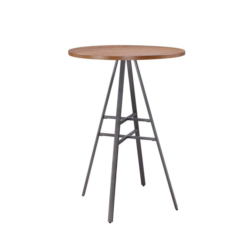 Stockton Round Pub Table - Slate Grey - Golden Oak Top