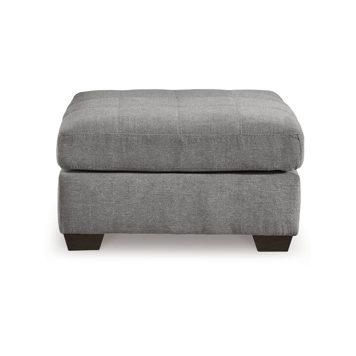 Marlow Oversize Ottoman, Stitch Details, Muted Gray Polyester 36 Inch - Benzara