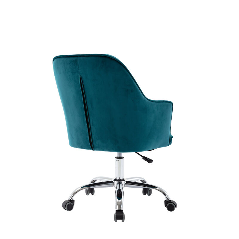 Velvet Swivel Shell Chair for Living Room, Office chair Modern Leisure Arm Chair LAKE BLUE image number 7